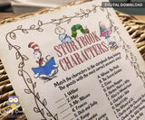 Storybook Book Themed Baby Shower - Guess and Match The Book Character Game