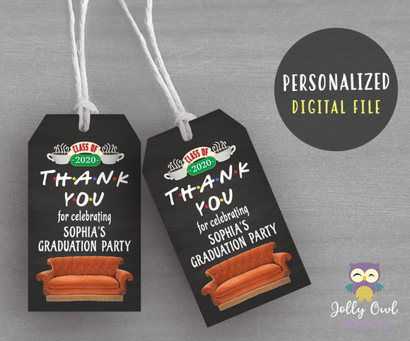 Friends TV Thank You Tag for Graduation - Personalized