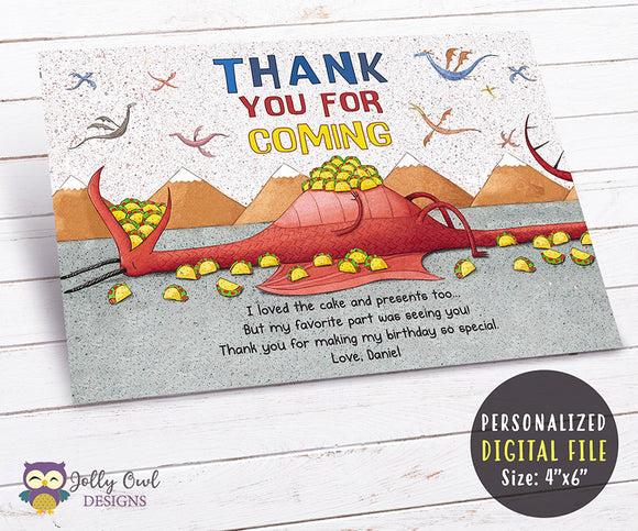 Dragons Love Tacos Printable Thank You Card