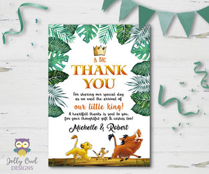 The Lion King Baby Shower Thank You Card