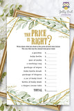Gold Geometric Botanical Greenery Baby Shower Game - The Price Is Right