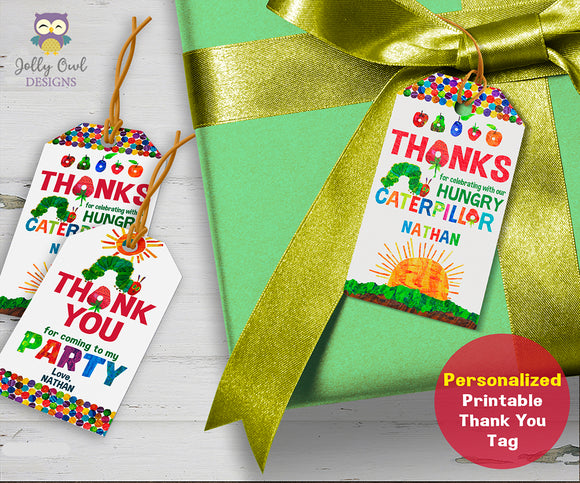 The Very Hungry Caterpillar Birthday Party Favor Bag Label Thank You Tag - Personalized