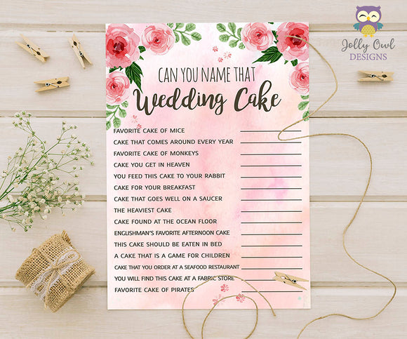 Floral Watercolor Themed Bridal Shower Game - The Wedding Cake