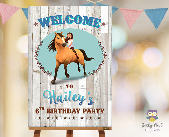 Spirit Riding Free Birthday Party Welcome Sign - Personalized