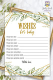 Gold Geometric Botanical Greenery Baby Shower Game - Well Wishes for the Baby Card