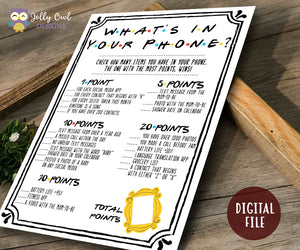 Friends TV Show Baby Shower Game- What's On Your Phone