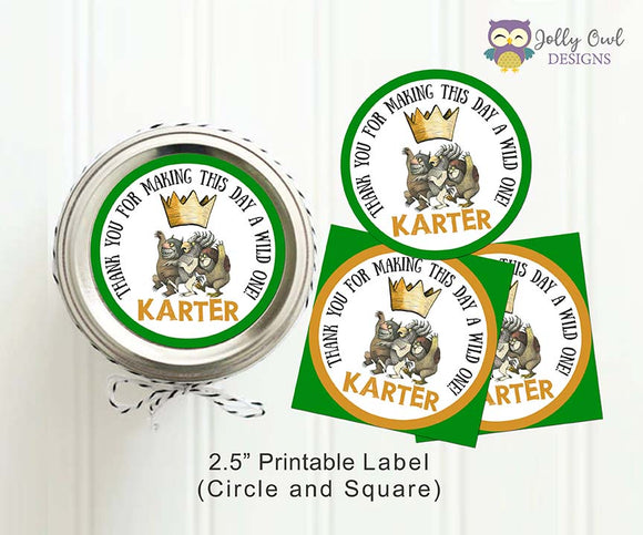 Where The Wild Things Are Birthday Party PERSONALIZED Thank You Labels