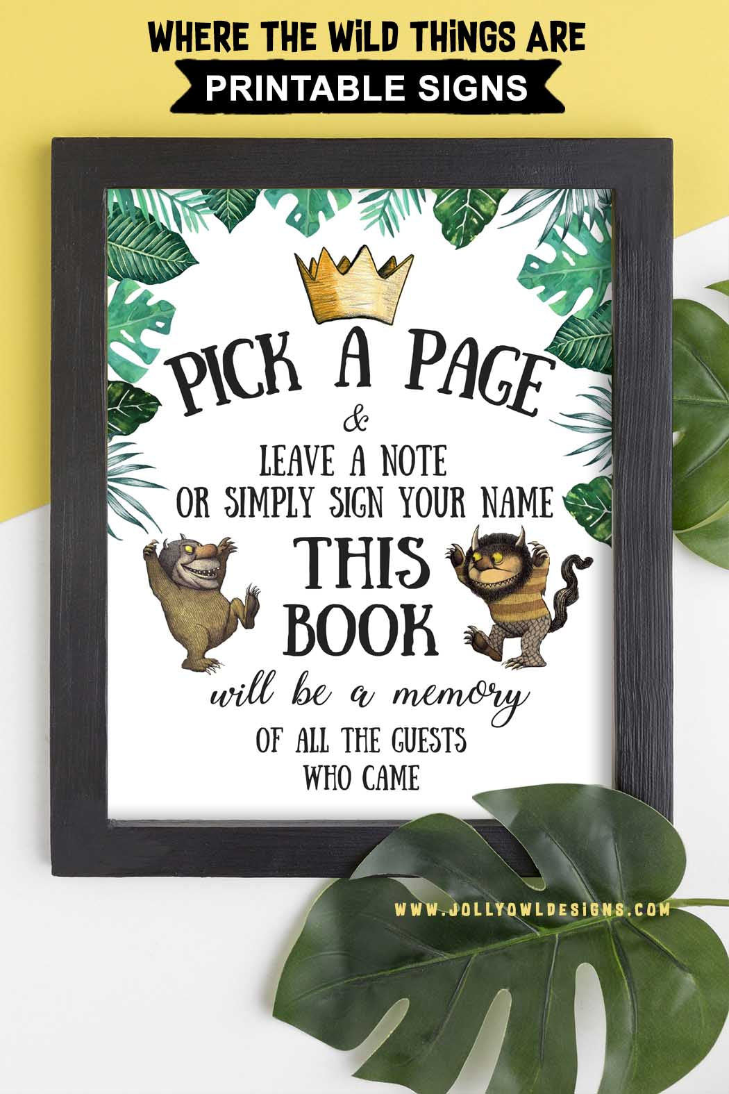 Where The Wild Things Are Party Sign - Pick A Page & Leave A Note – Jolly Owl Designs where-the-wild-things-are-party-sign-pick-a-page-leave-a-note-jolly-owl-designs