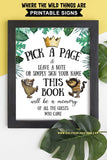 Where The Wild Things Are Party Sign - Pick A Page & Leave A Note