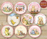 Winnie The Pooh Cupcake Toppers - Personalized Party Circles for Baby Shower