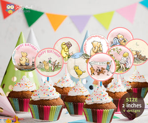 Winnie The Pooh Cupcake Toppers - Birthday Party Circles