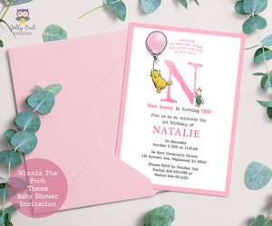 Classic Winnie The Pooh Birthday Invitation for a Girl