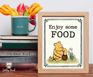 Winnie The Pooh Party Signs - Enjoy Some Food Sign