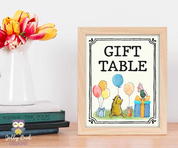 Winnie The Pooh Party Signs - Gift Table Sign