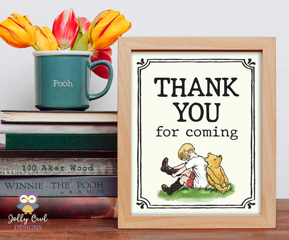 Winnie The Pooh Party Signs - Thank You For Coming Sign