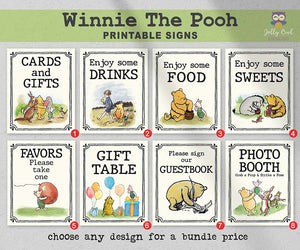 Classic Winnie The Pooh Party Signs Bundle