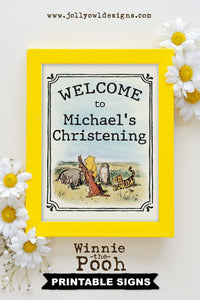 Classic Winnie The Pooh Christening Printable Welcome Sign