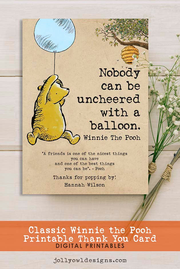 Classic Winnie The Pooh Personalized Thank You Card - Nobody Can