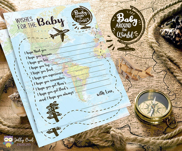 Baby Around The World Baby Shower Game Card - Wishes for the Baby