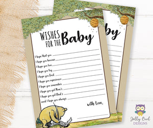 Winnie The Pooh Baby Shower Game Card Wishes for the Baby