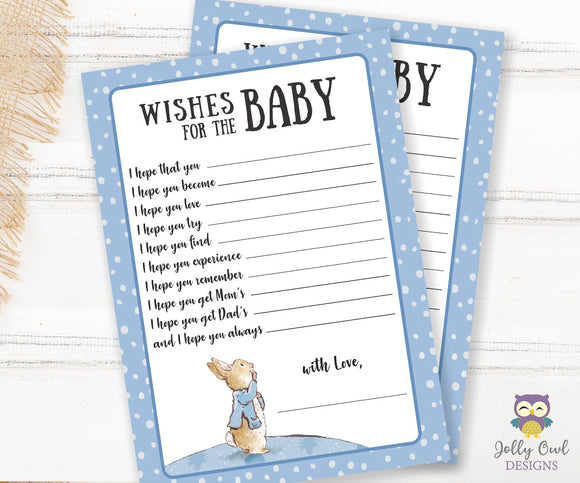 Peter Rabbit Themed Baby Shower Game Card Wishes for the Baby