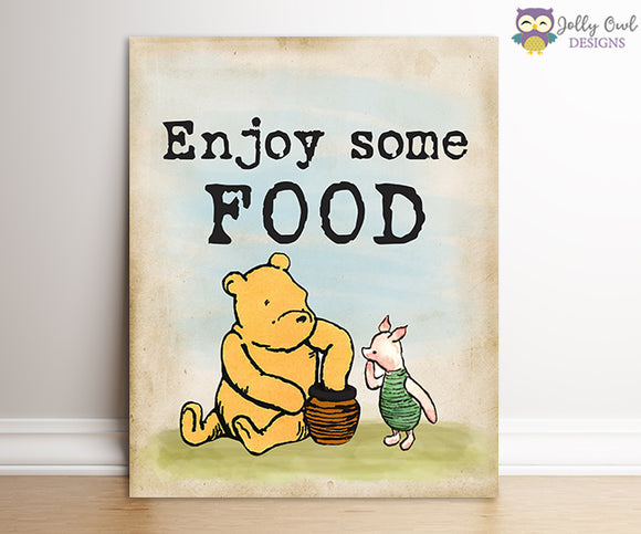 Winnie The Pooh Party Signs - Enjoy Some Food