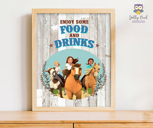 Spirit Riding Free Birthday Party Signs - Enjoy Some Food and Drinks