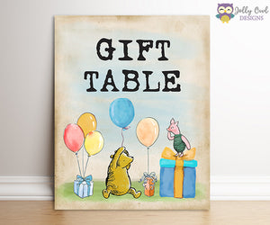Winnie The Pooh Party Signs - Gift Table