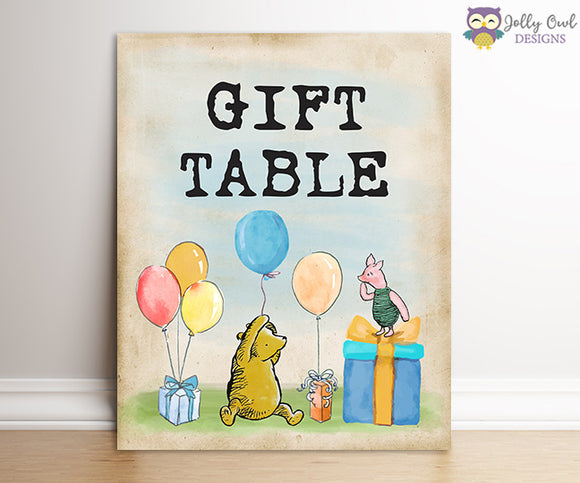 Winnie The Pooh Party Signs - Gift Table