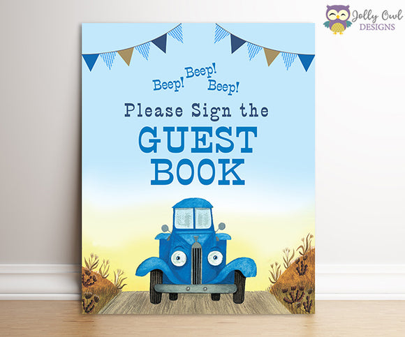 Little Blue Truck Birthday Party Signs - Guestbook
