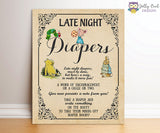 Book Themed Baby Shower - Late Night Diaper Sign