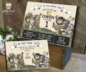 Where The Wild Things Are Birthday Party Invitation with Thank You Card
