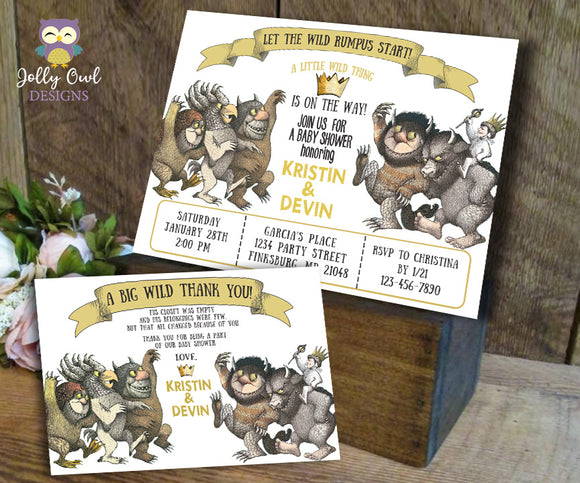 Where The Wild Things Are Baby Shower Invitation with Thank You Card