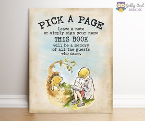 Winnie The Pooh Party Sign - Pick A Page