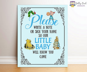 Book Themed Baby Shower Party Sign - Please Write A Note