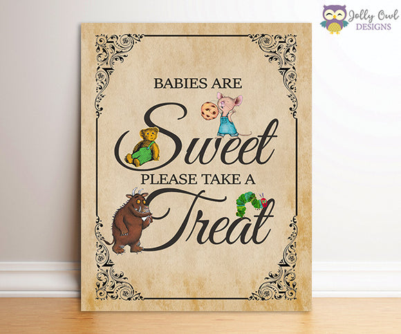 Babies are Sweet Please Take a Treat Sign, Rustic Woodland Boy