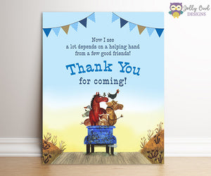 Little Blue Truck Birthday Party Sign - Thank You For Coming