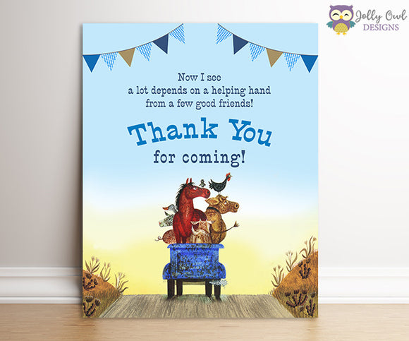 Little Blue Truck Birthday Party Sign - Thank You For Coming