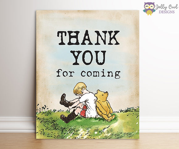 Winnie The Pooh Party Sign - Thank You For Coming