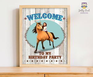 Spirit Riding Free Birthday Party Signs - Welcome To My Party