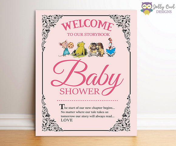 Book Themed Baby Shower Party Sign - Welcome Sign