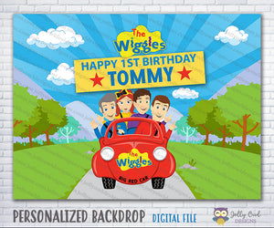 The Wiggles Show Birthday Party Backdrop - Big Red Car